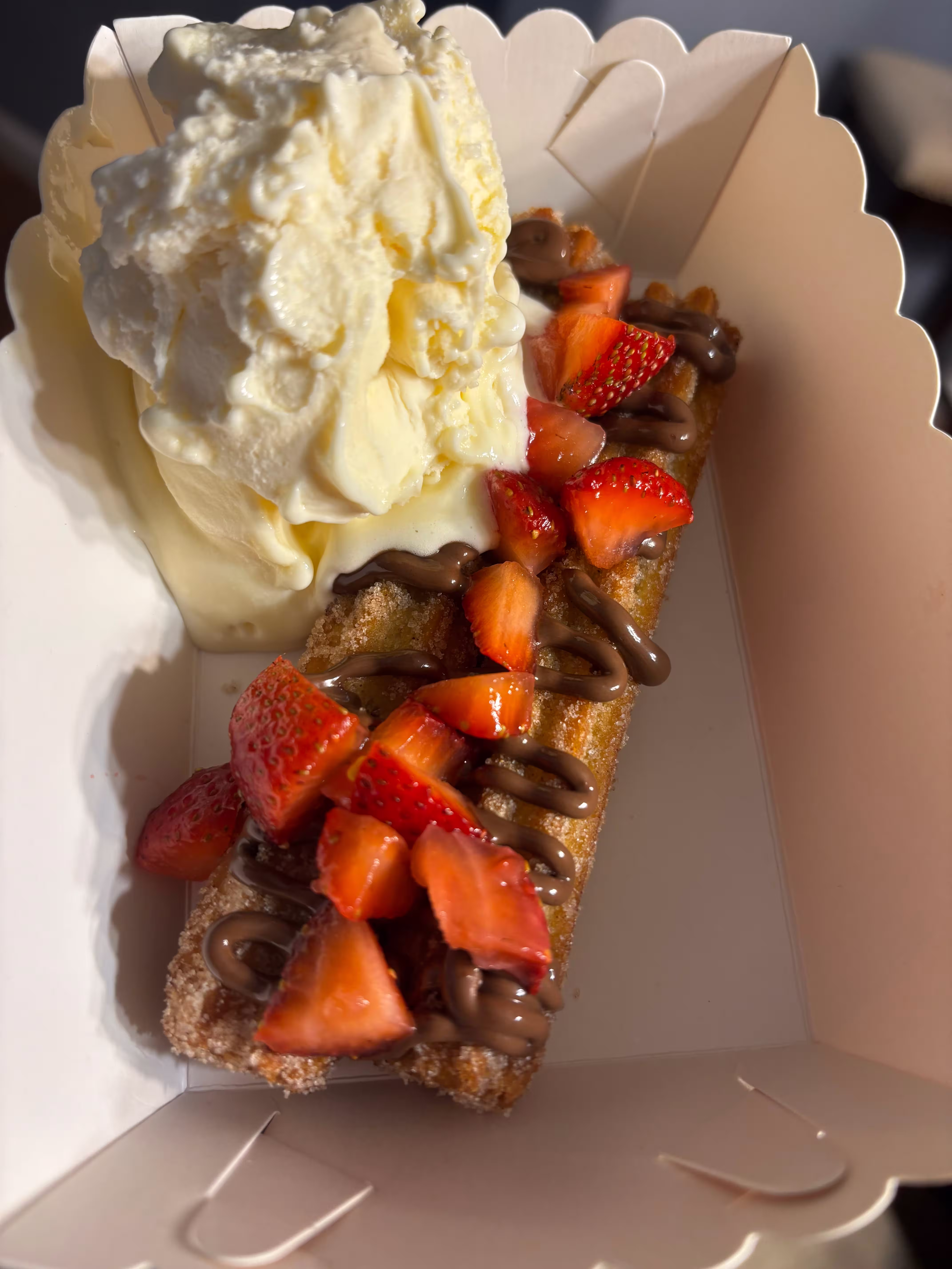 Churros with ice cream dessert