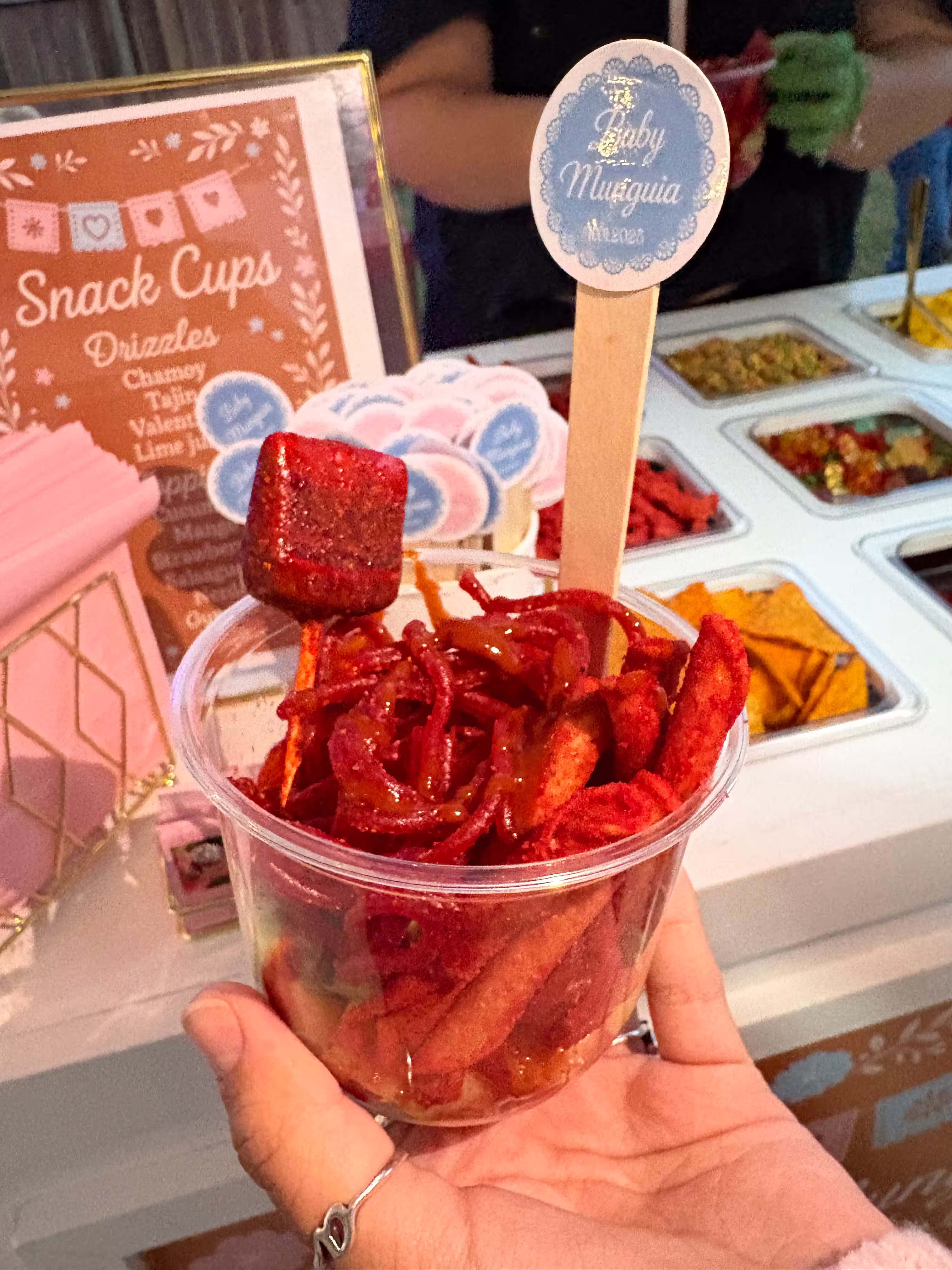 Snack cup with takis and candy